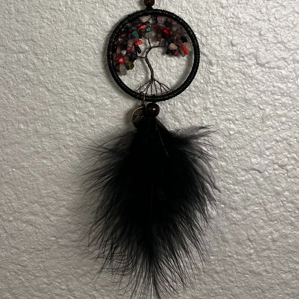 Eco friendly natural hand-crafted tree of life feathers wall decor hanging